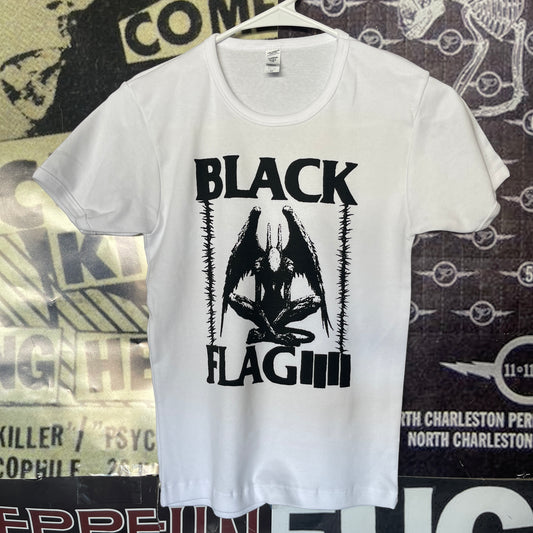 Black flag white long baby tee