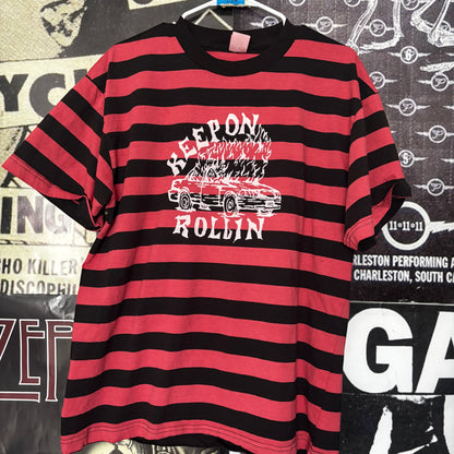 Rollin red/black striped tee SM/MED
