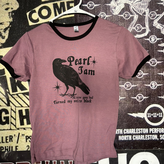 pearl jam maroon long ringer baby tee LAR/XLAR (ready)