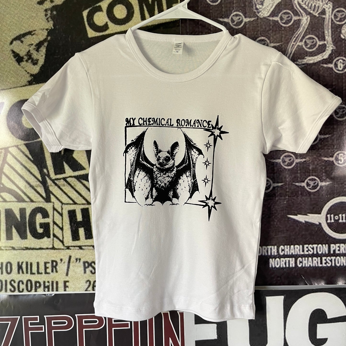 My chemical romance bat white long baby tee