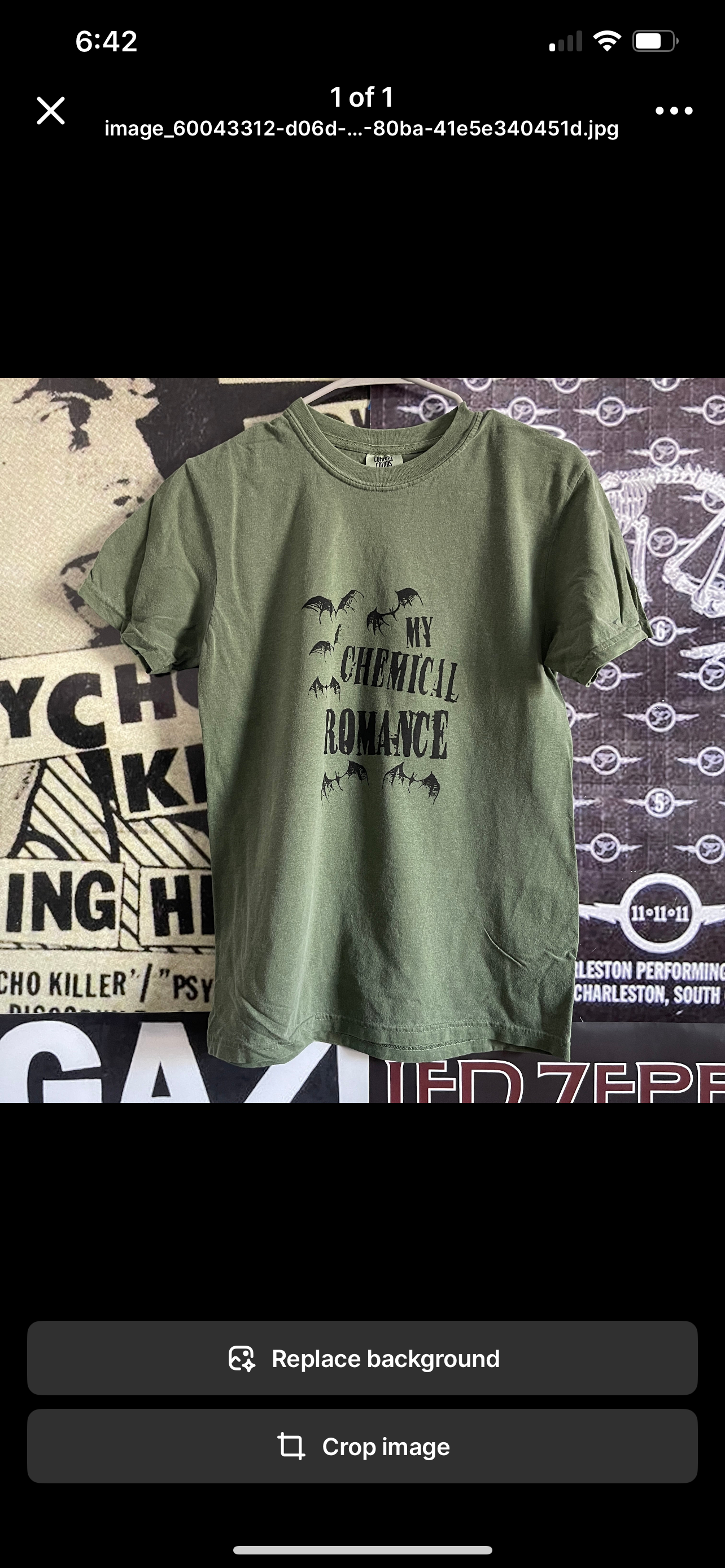 CUSTOM- BROWN MY CHEMICAL ROMANCE SIZE MEDIUM (white ink)