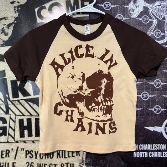 Alice in chains brown raglan crop baby tee