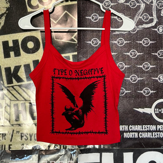 Type O negative red crop baby tank