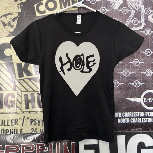 Hole heart black long baby tee