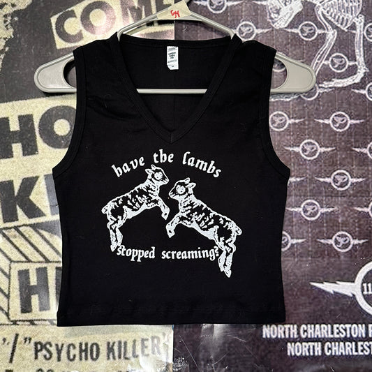 The lambs black V-neck baby tank