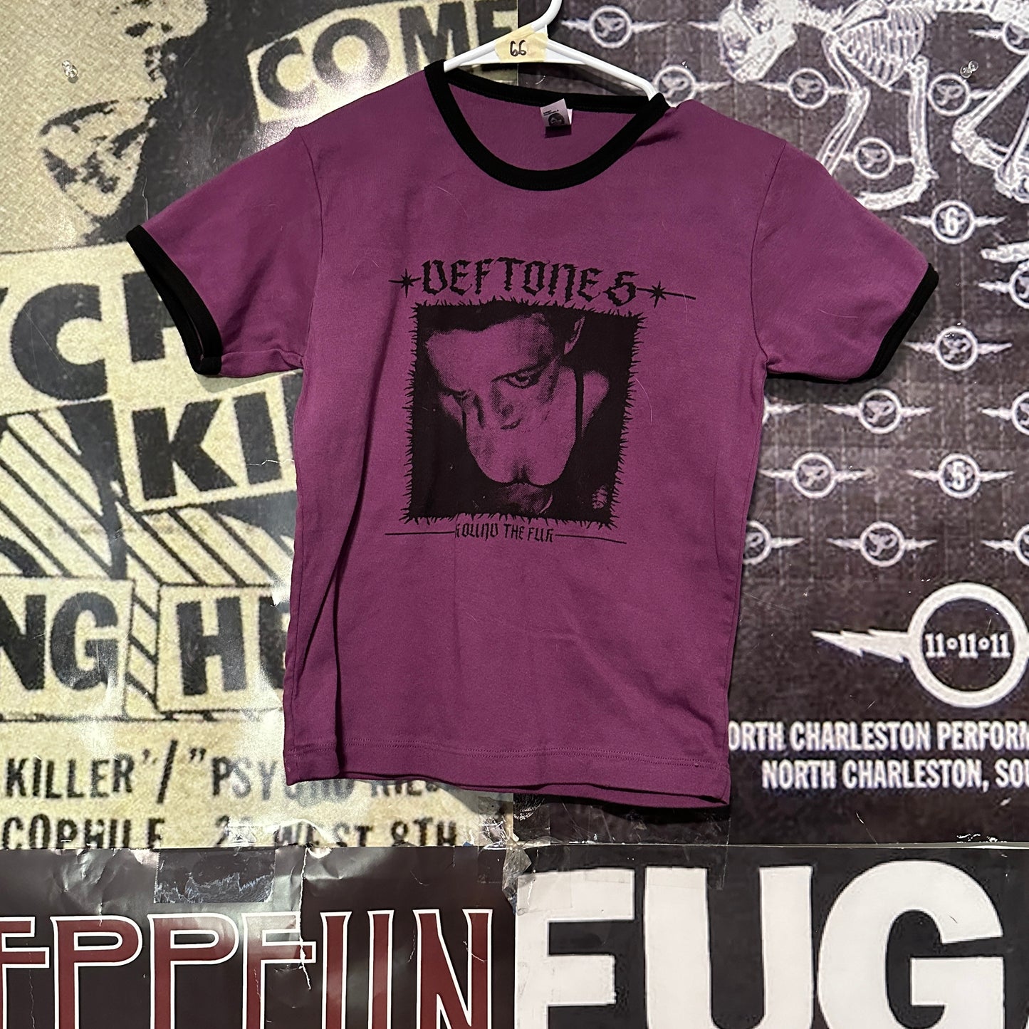 Deftones purple/black long ringer baby tee SM/MED