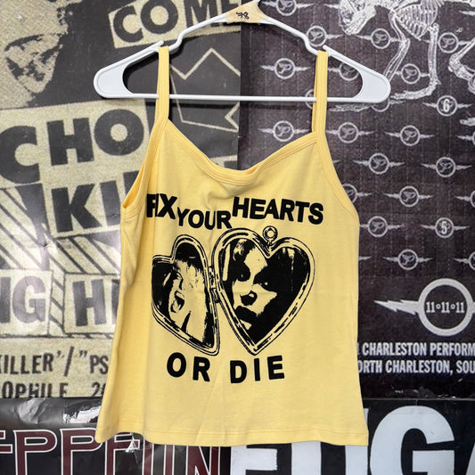 Twin peaks heart yellow baby tank LAR/XL
