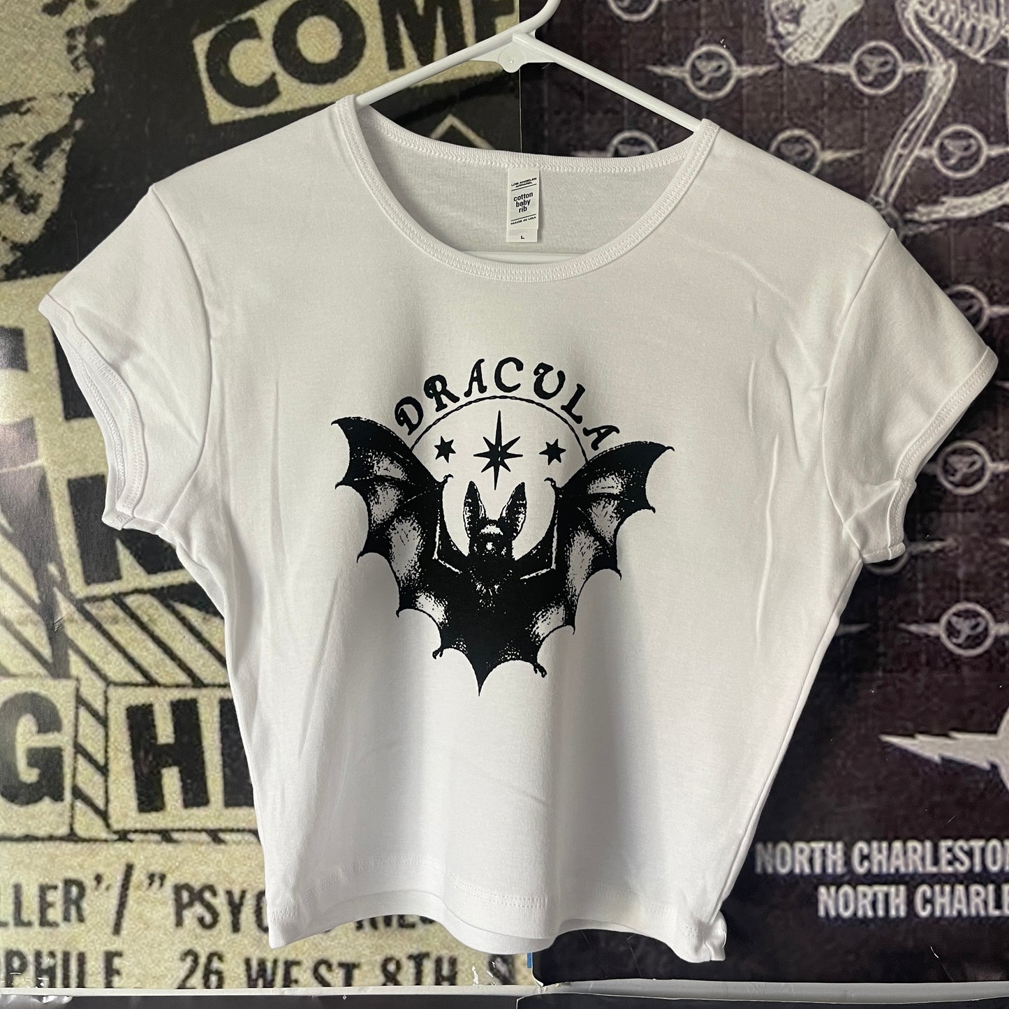 Dracula white cropped baby tee