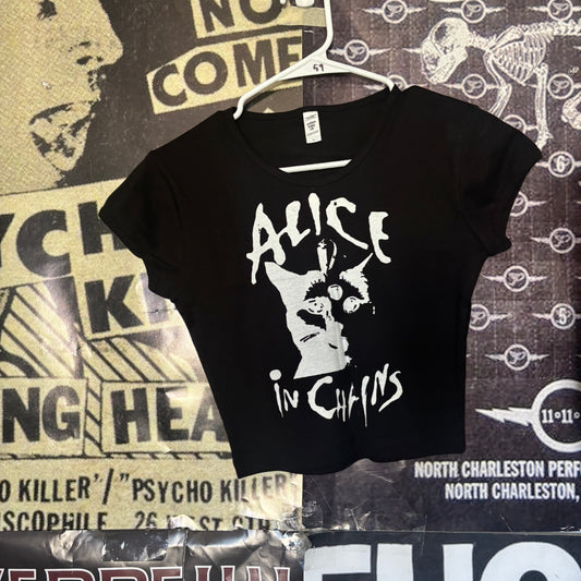 Alice in chains black crop baby tee LARGE