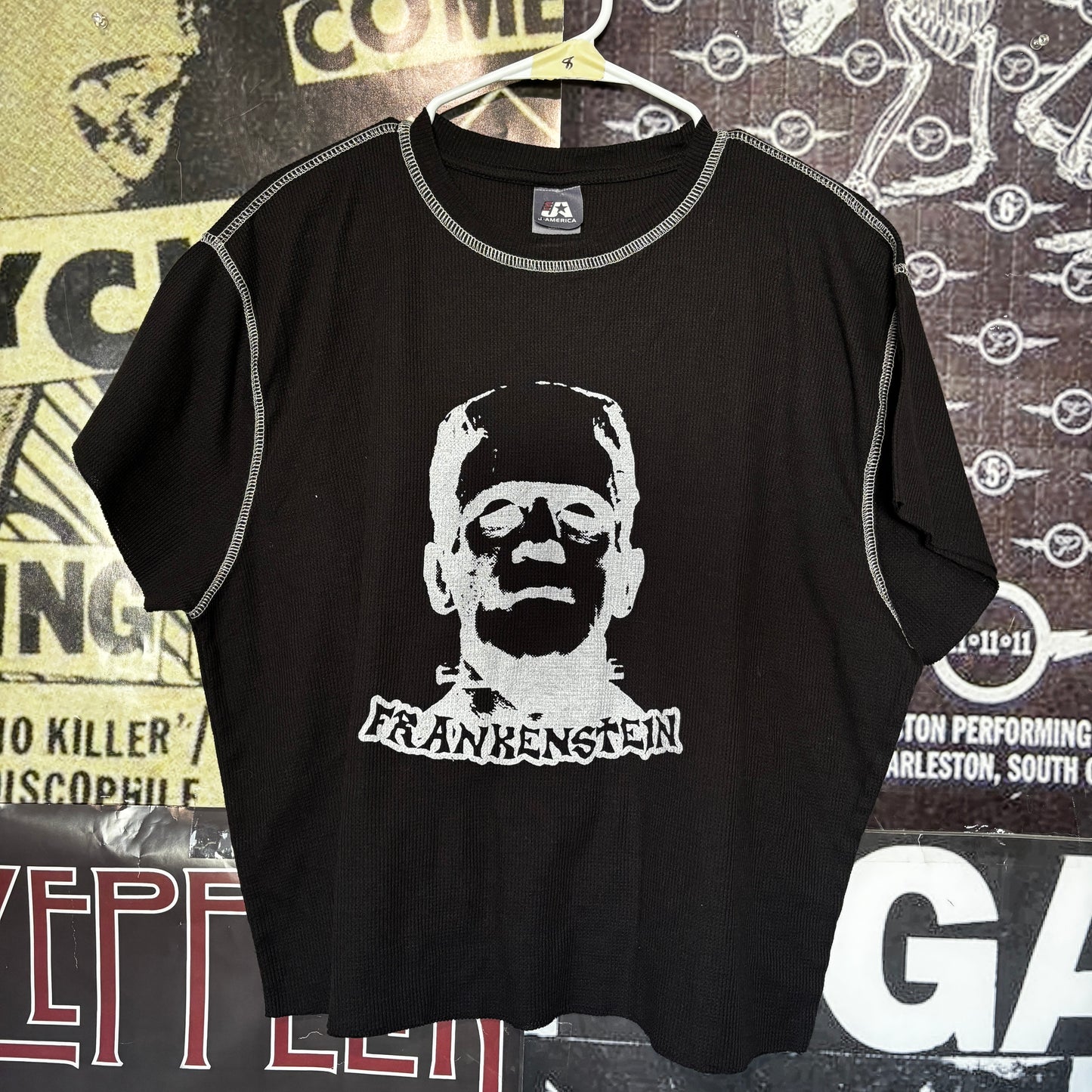 Frankenstein B&w thermal cut off t-shirt LAR/XL