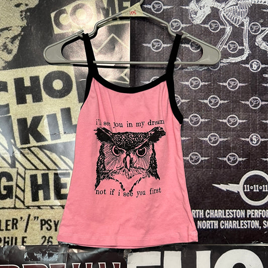 Twin peaks dreams pink/black ringer baby tank