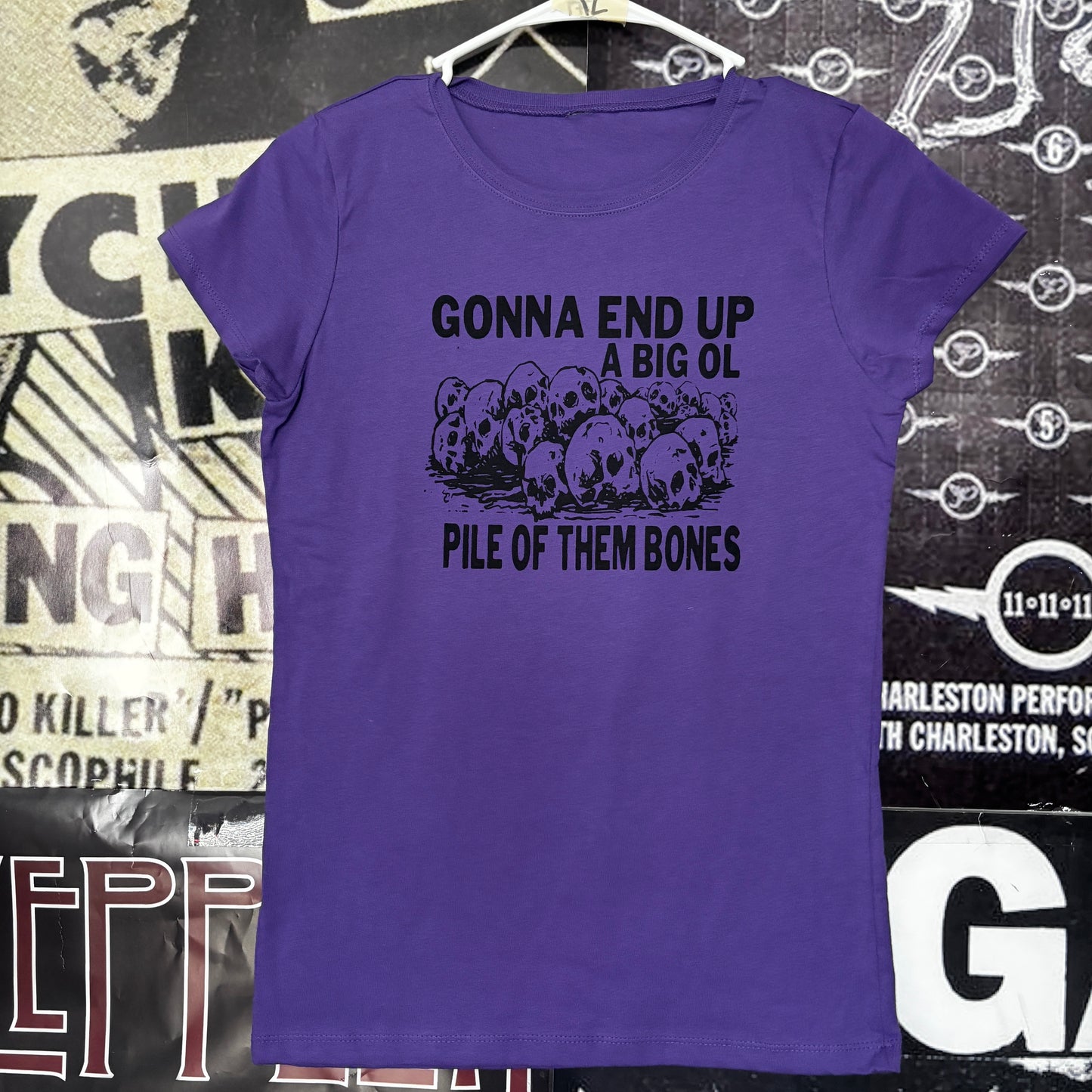 Them bones purple babydoll tee SM/MED
