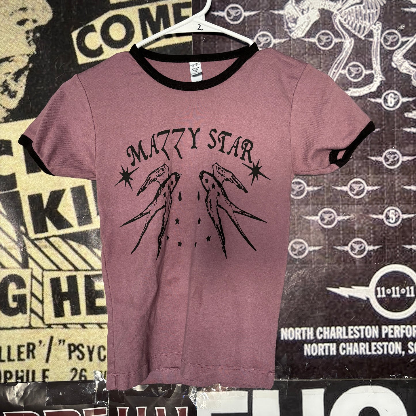 mazzy star maroon long ringer baby tee SM/MED (ready)