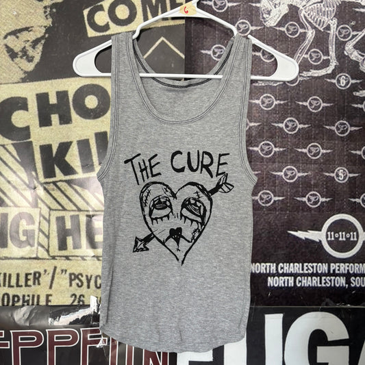 The cure grey/black ribbed tank SM/MED