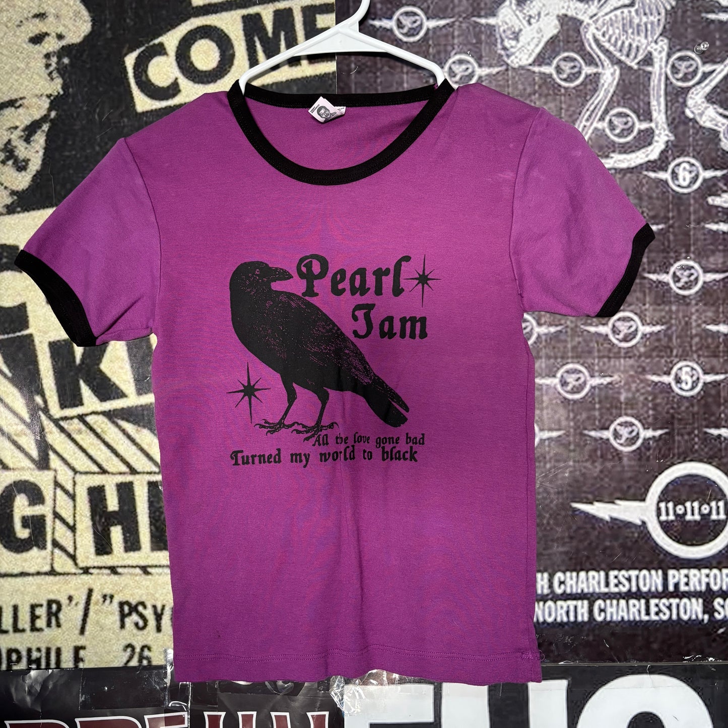 pearl jam purple long ringer baby tee SM/MED (ready)