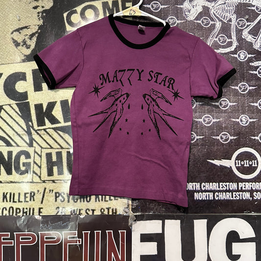 Mazzy star purple/black long ringer baby tee SM/MED