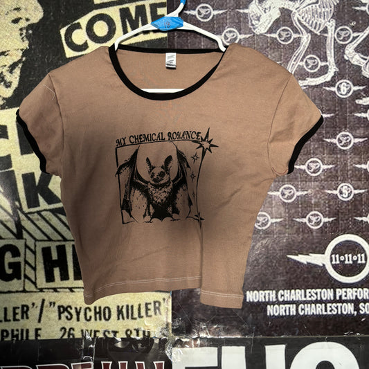 my chemical romance brown cropped ringer baby tee LAR/XLAR (ready)