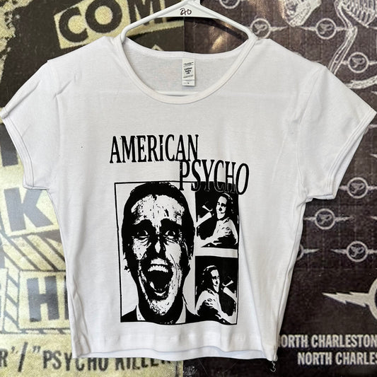 American psycho white baby tee