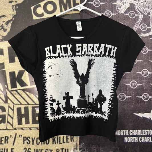 Black Sabbath black crop baby tee