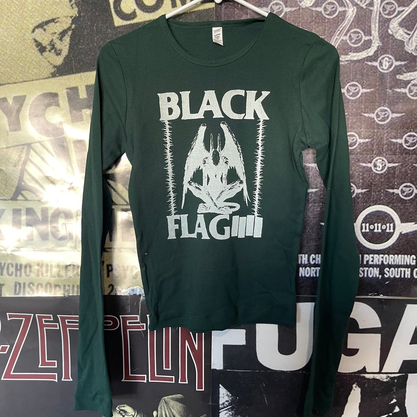 Black flag forest green baby long sleeve