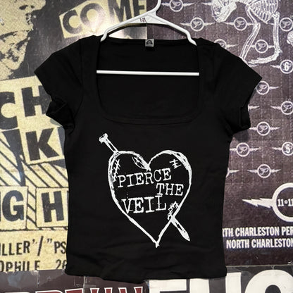 Pierce the veil black square neck baby tee