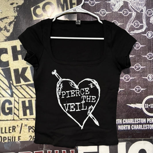 Pierce the veil black square neck baby tee