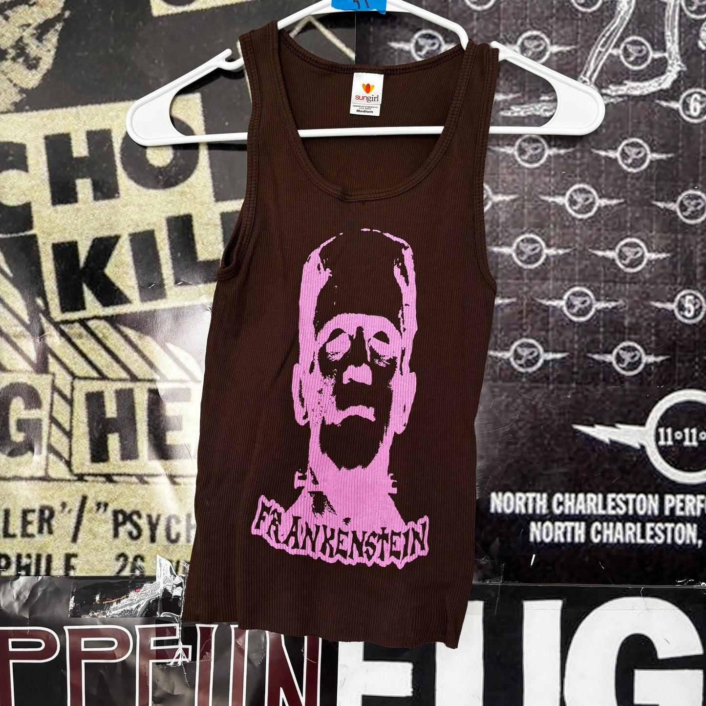 Frankenstein brown/pink ribbed tank