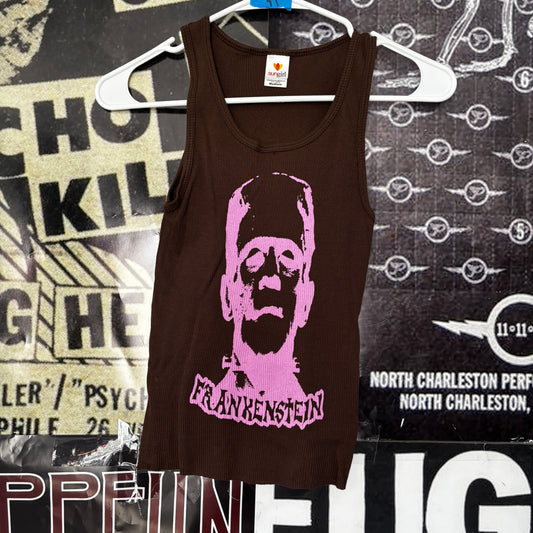 Frankenstein brown/pink ribbed tank