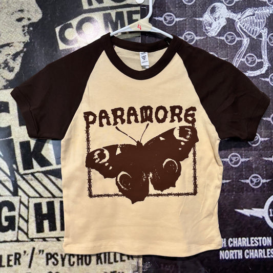 Paramore brown raglan crop baby tee