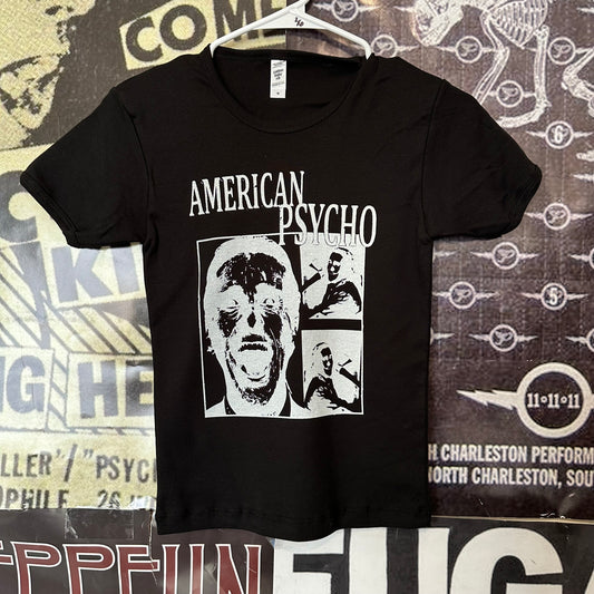 American psycho black long baby tee