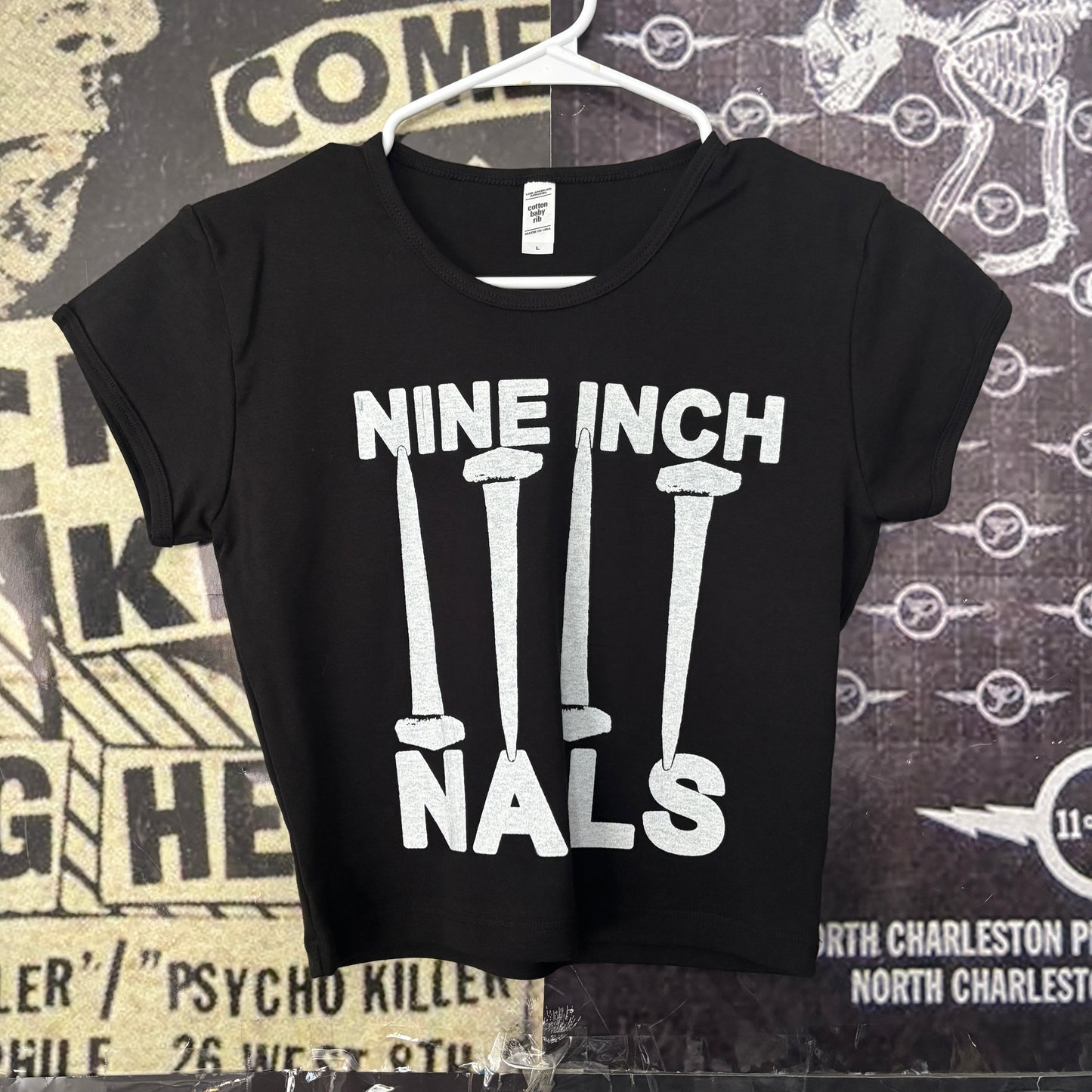 Nine inch nails black crop baby tee