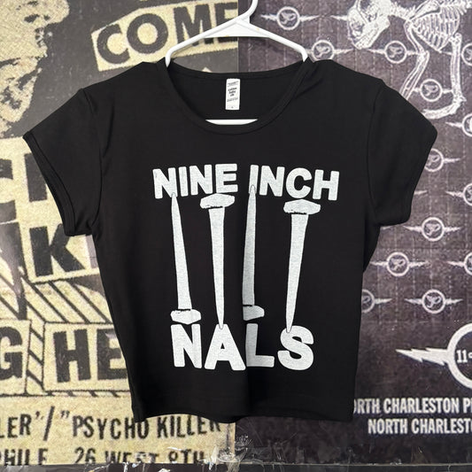 Nine inch nails black crop baby tee