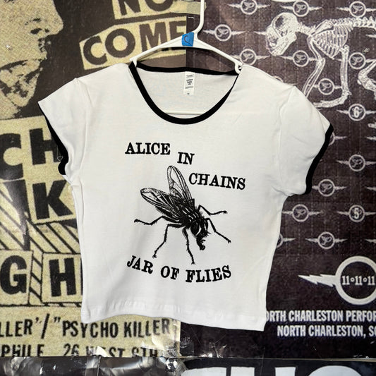 Alice In Chains black/white ringer crop baby tee