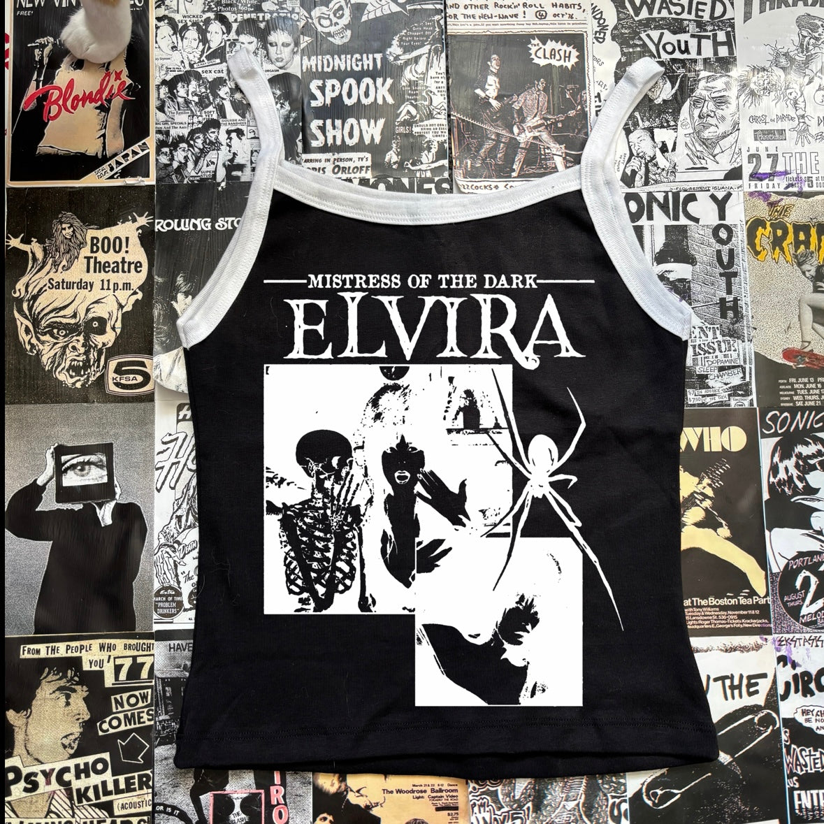 Elvira black/white baby tank