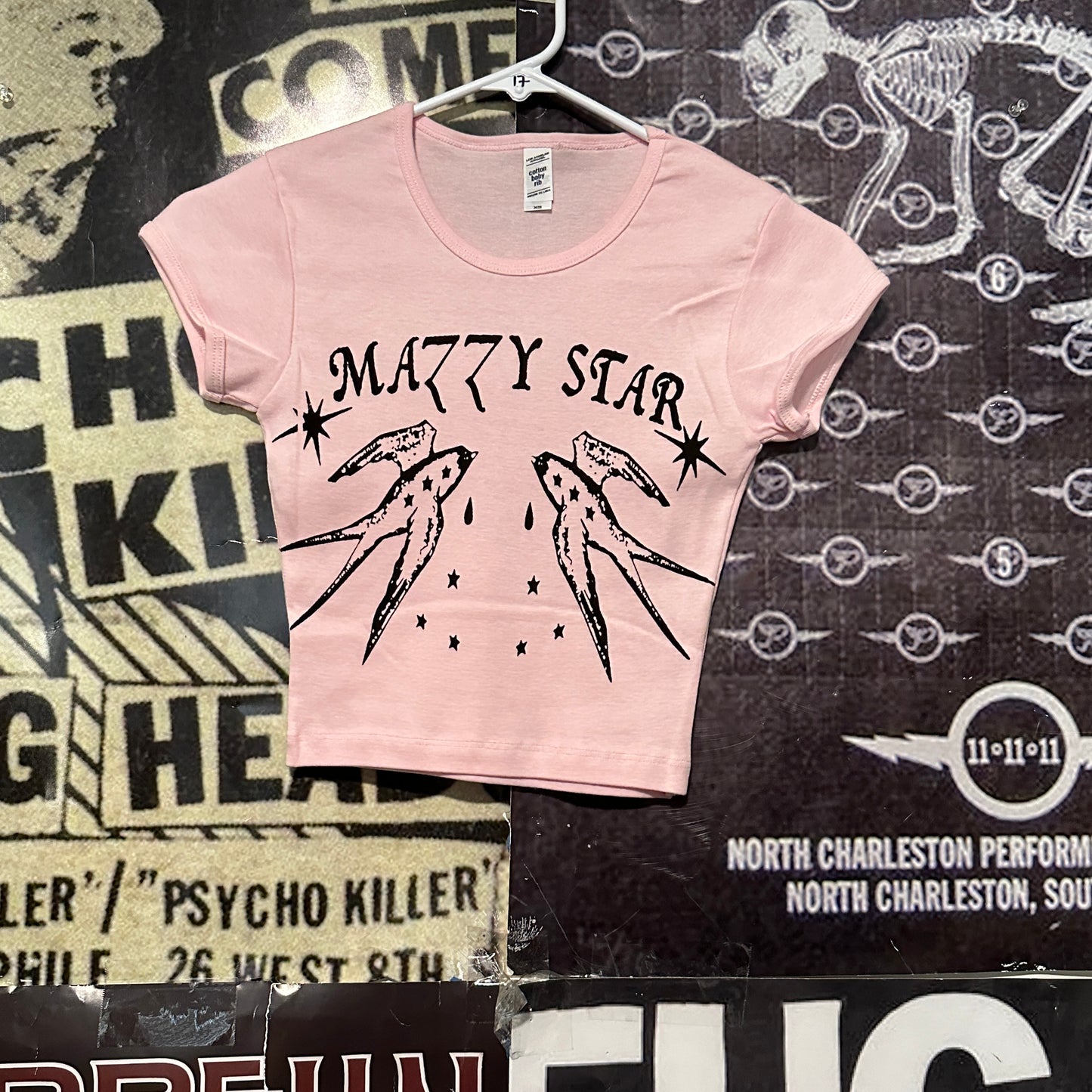 Mazzy star pink crop baby tee XS