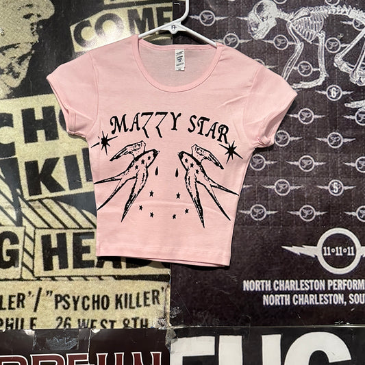 Mazzy star pink crop baby tee XS