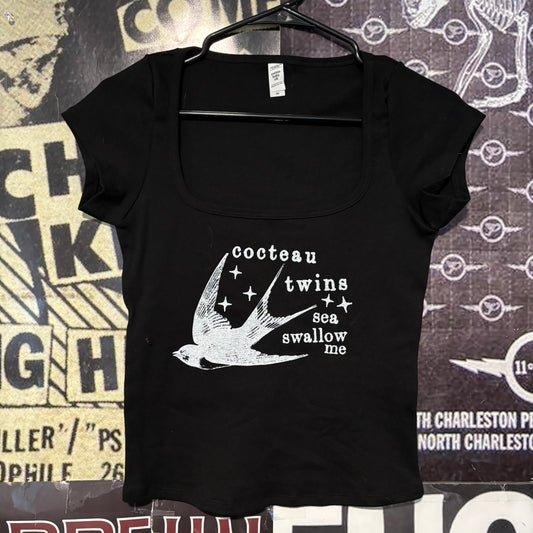 Cocteau twins black square neck baby tee