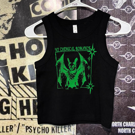 My chemical romance black/green rib crop tank