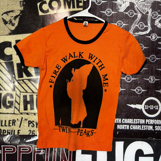 Twin peaks orange/black long baby tee