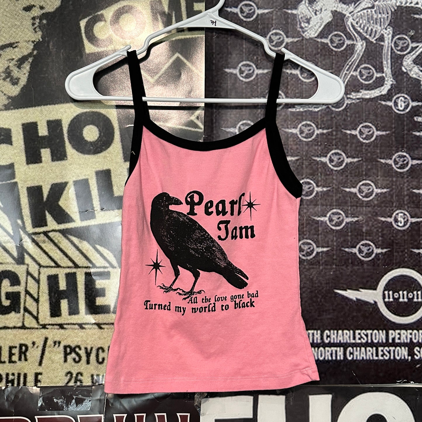 Pearl jam pink/black ringer baby tank