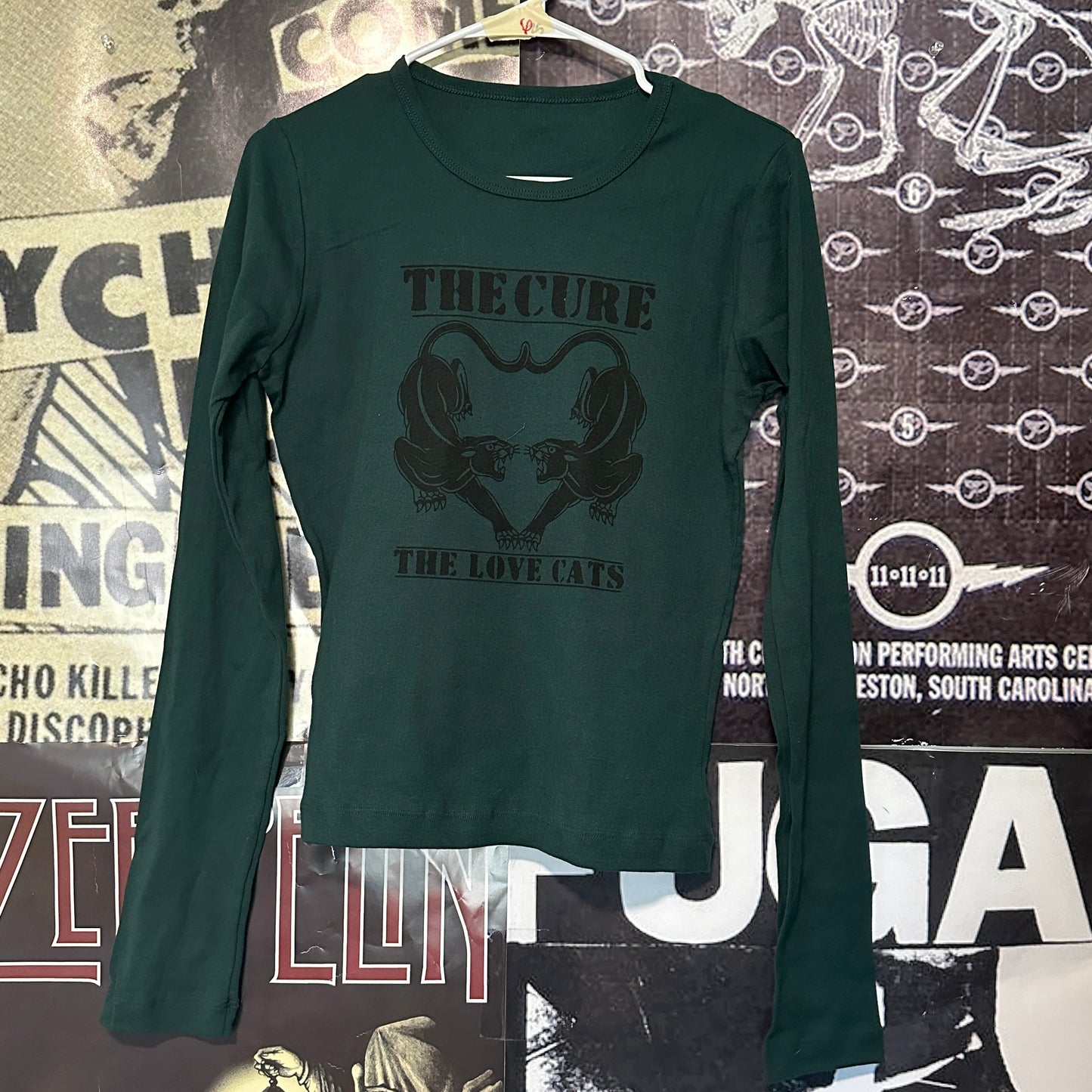 The cure cats forest green long sleeve