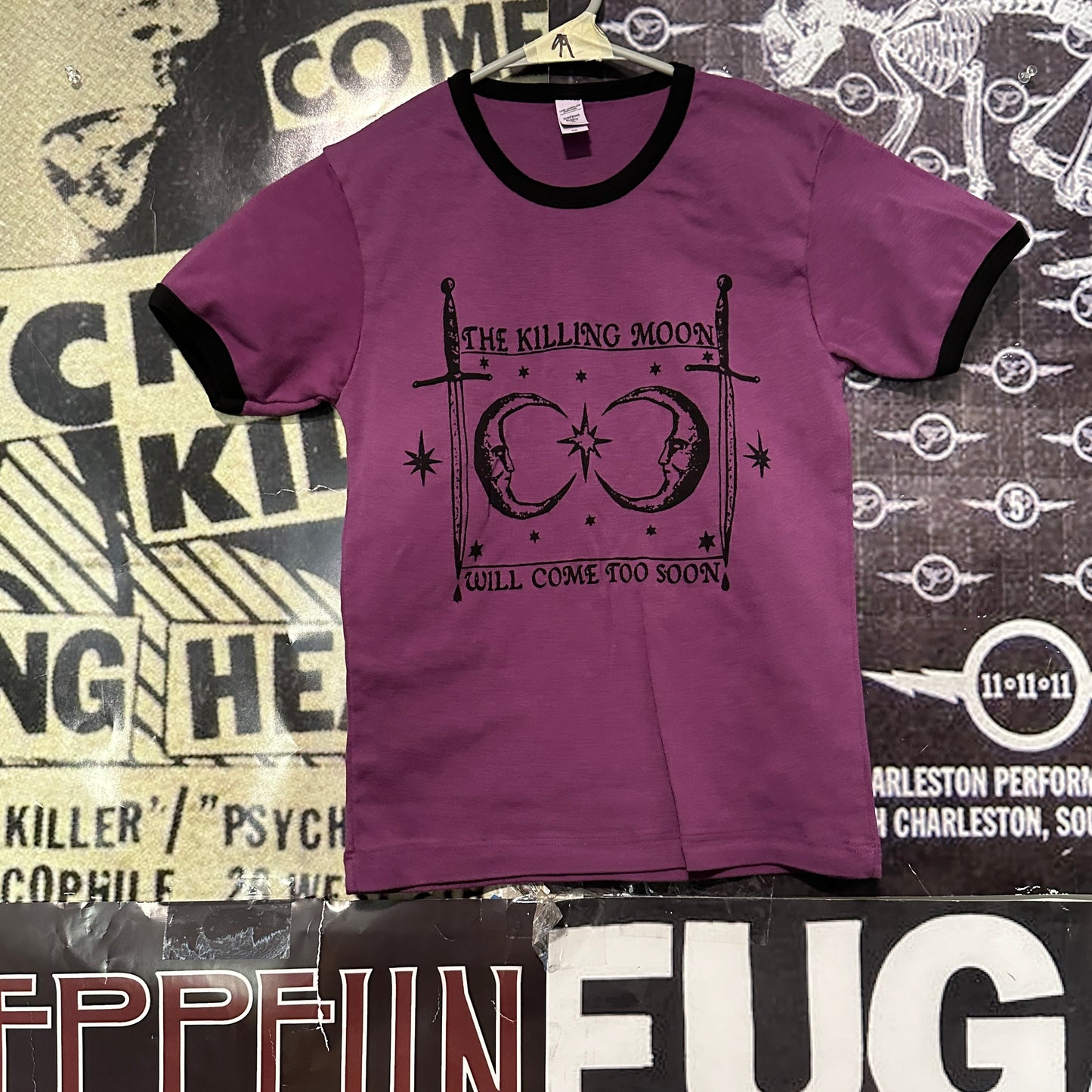 Killing moon purple/black long ringer baby tee SM/MED