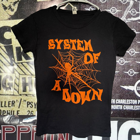 System black/orange babydoll tee