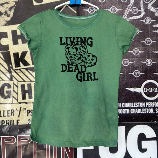 LIVING GIRL green babydoll tee SM/MED