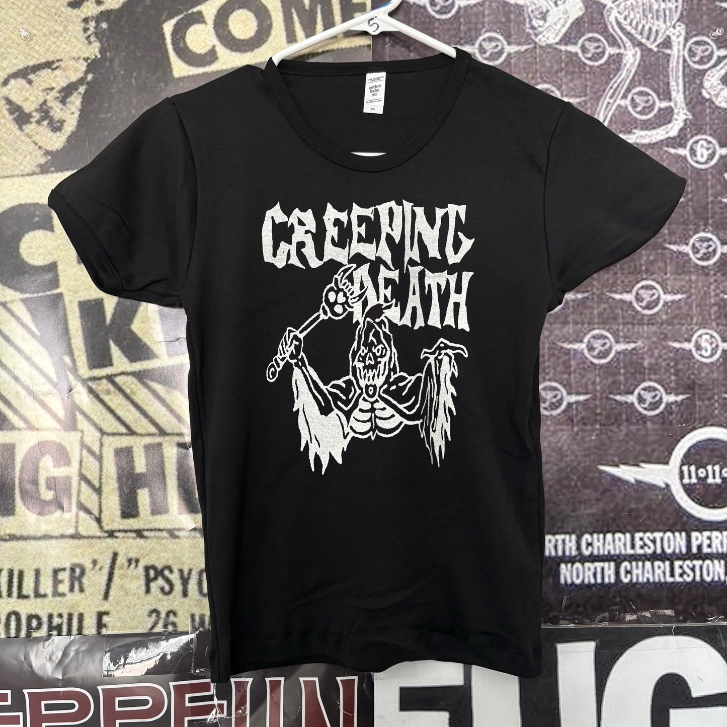 Creeping death black long baby tee