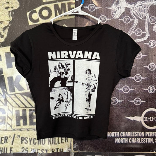 NIRVANA BLACK CROP BABY TEE