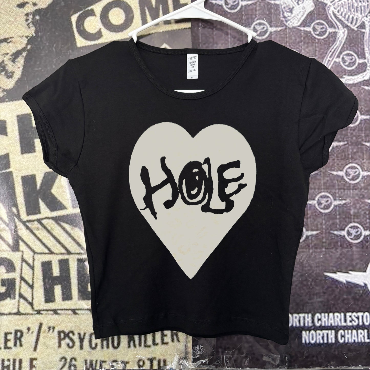 Hole heart crop baby tee