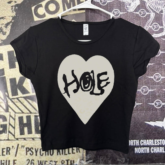 Hole heart crop baby tee