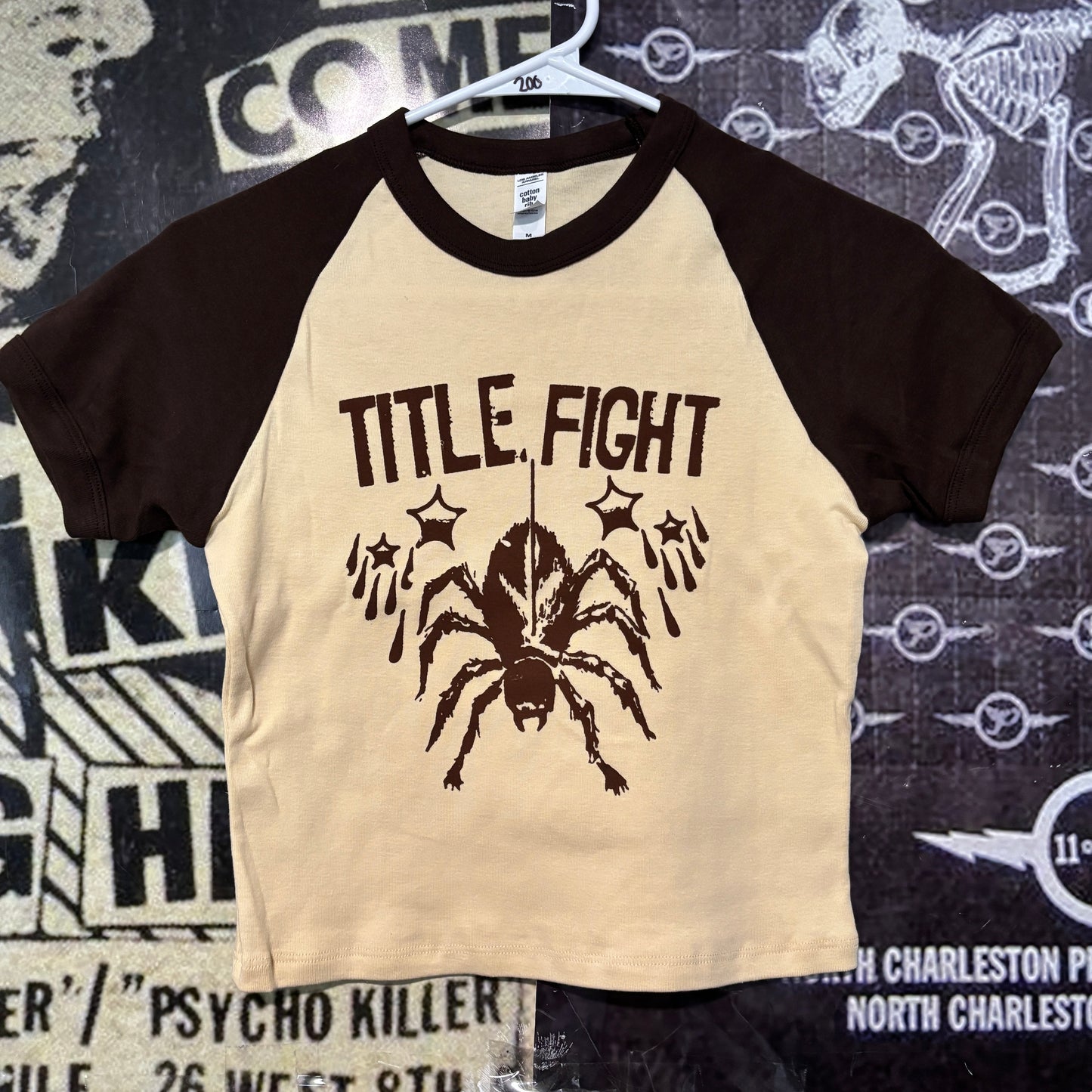 Title fight brown raglan crop baby tee