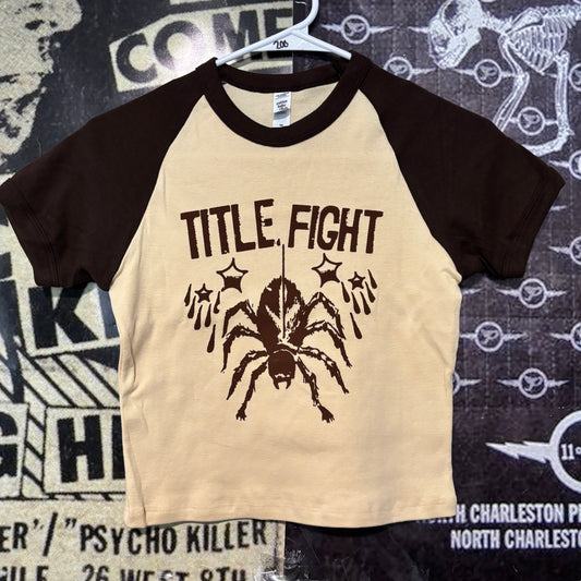 Title fight brown raglan crop baby tee